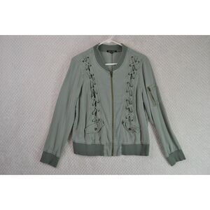 Dear John Women's Large Sage Green Eco Soft Lightweight Full Zip Bomber Jacket